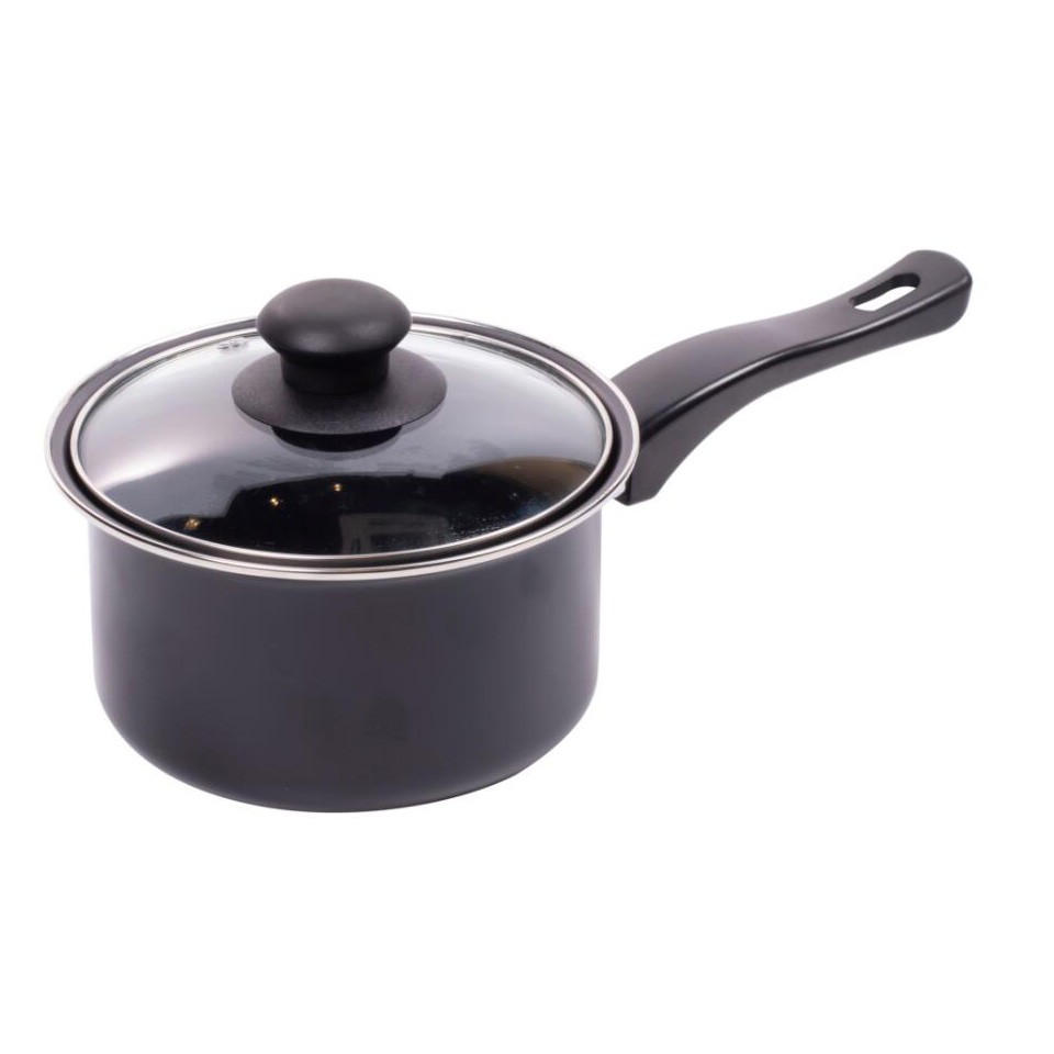 P119882 16cm Sauce pan with glass lid carbon steel     