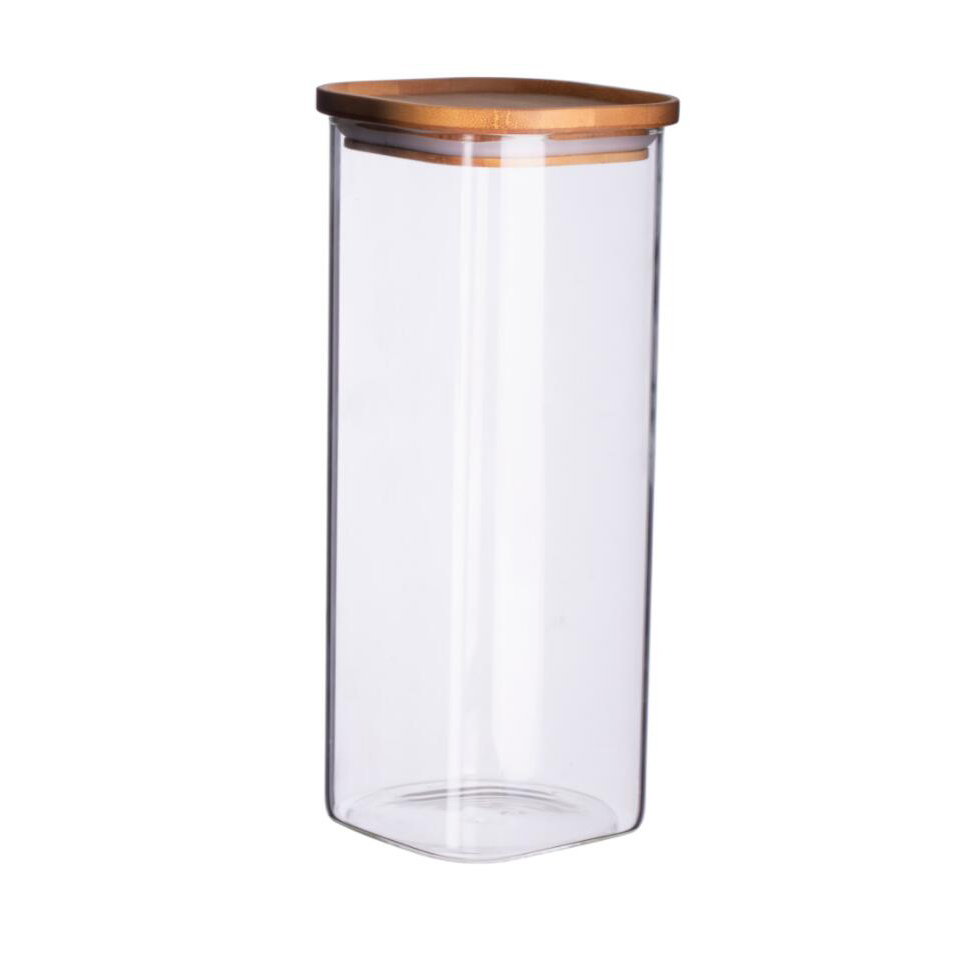 P110010 stackable glass canister with bamboo lid 1.9L