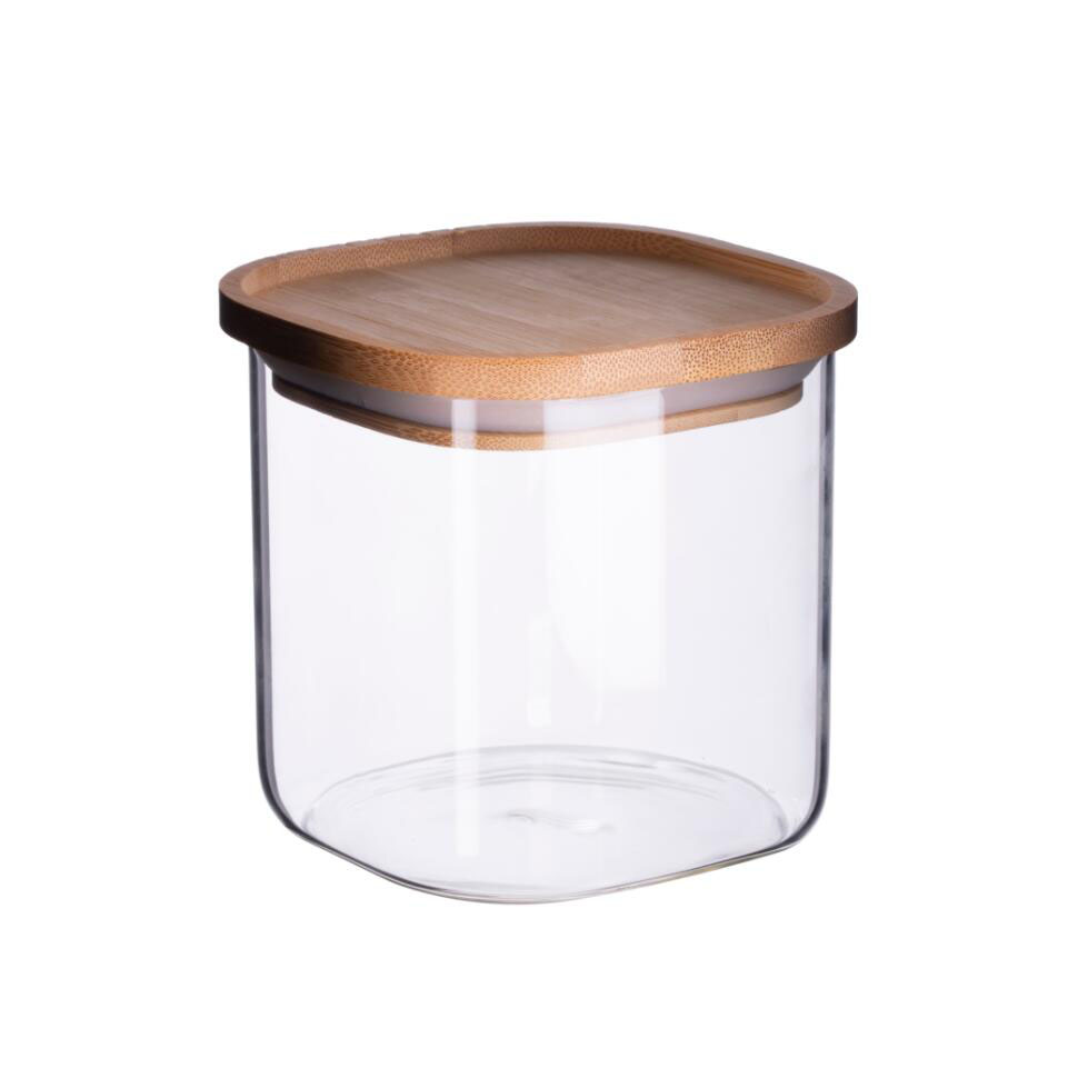 P110011 stackable glass canister with bamboo lid 800ML