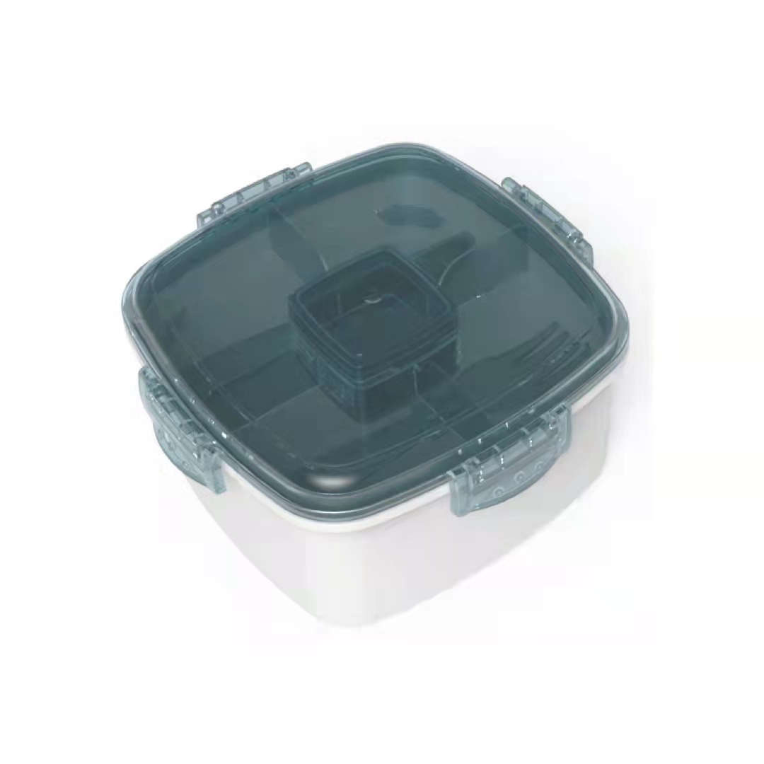 P110545Lunch box with sauce box, kettle & fork,knife